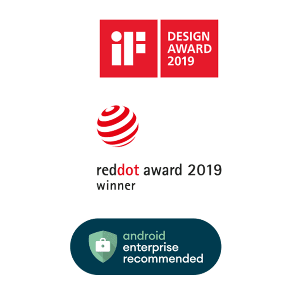 Das Honeywell Dolphin CT40 XP wurde mehrfach ausgezeichnet: iF Design Award 2019, reddot award 2019 winner und android enterprise recommended